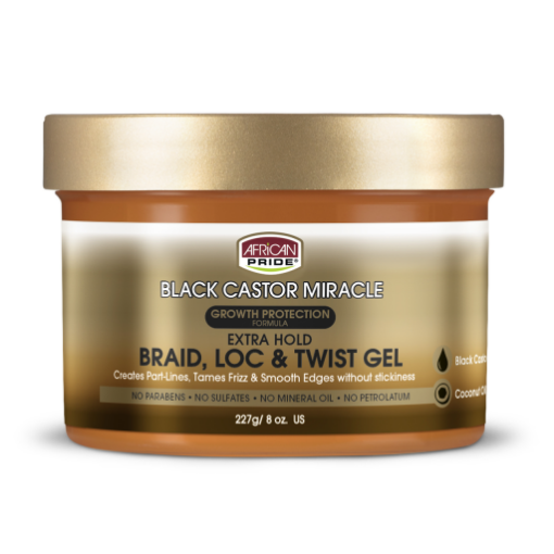 Picture of Black Castor Miracle Braid Loc & Twist Gel  Growth Protection & Extra Hold 8OZ