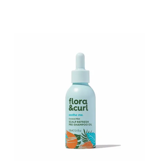 Image sur Flora&Curl Huile de pré-shampoing rafraîchissante pour le cuir chevelu à la noix de coco et à la menthe 100ml